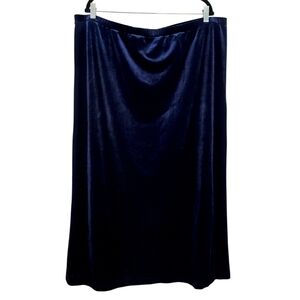 Alfred Sung Dark Blue Velvet Midi Skirt